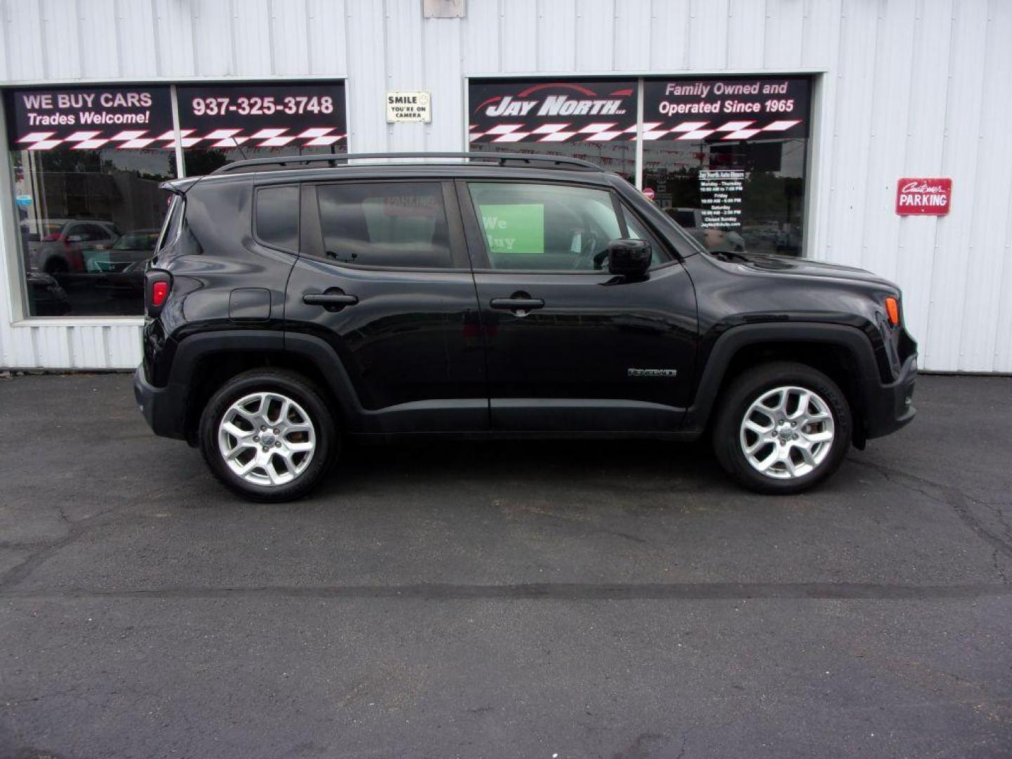 2017 BLACK JEEP RENEGADE LATITUDE (ZACCJBBB0HP) with an 2.4L engine, Automatic transmission, located at 501 E. Columbia St., Springfield, OH, 45503, (800) 262-7122, 39.925262, -83.801796 - ***4X4***LATITUDE***Heated Seats***Heated Steering Wheel***Serviced and Detailed*** Jay North Auto has offered hand picked vehicles since 1965! Our customer's enjoy a NO pressure buying experience with a small town feel. All of our vehicles get fully inspected and detailed. We are a preferred de - Photo#0