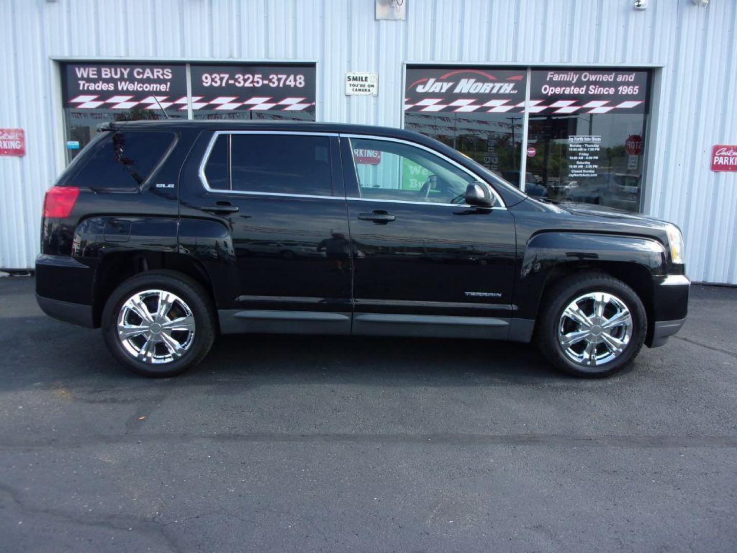 2017 BLACK GMC TERRAIN SLE (2GKALMEK2H6) with an 2.4L engine, Automatic transmission, located at 501 E. Columbia St., Springfield, OH, 45503, (800) 262-7122, 39.925262, -83.801796 - ***1-Owner***Updated Timing Chain***New Tires***SLE***FWD***Serviced and Detailed*** Jay North Auto has offered hand picked vehicles since 1965! Our customer's enjoy a NO pressure buying experience with a small town feel. All of our vehicles get fully inspected and detailed. We are a preferred d - Photo#0