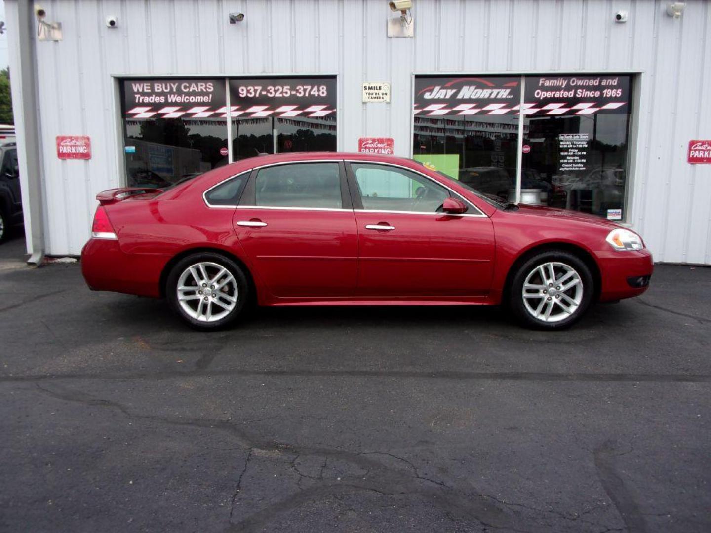 2012 RED CHEVROLET IMPALA LTZ (2G1WC5E38C1) with an 3.6L engine, Automatic transmission, located at 501 E. Columbia St., Springfield, OH, 45503, (800) 262-7122, 39.925262, -83.801796 - ***LOEADED***Heated Leather Seating***LTZ***Moonroof***Remote Start***Serviced and Detailed*** Jay North Auto has offered hand picked vehicles since 1965! Our customer's enjoy a NO pressure buying experience with a small town feel. All of our vehicles get fully inspected and detailed. We are a p - Photo#0