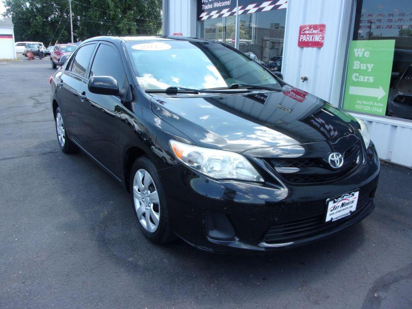 2012 BLACK TOYOTA COROLLA LE (2T1BU4EE5CC) with an 1.8L engine, Automatic transmission, located at 501 E. Columbia St., Springfield, OH, 45503, (800) 262-7122, 39.925262, -83.801796 - Photo#0