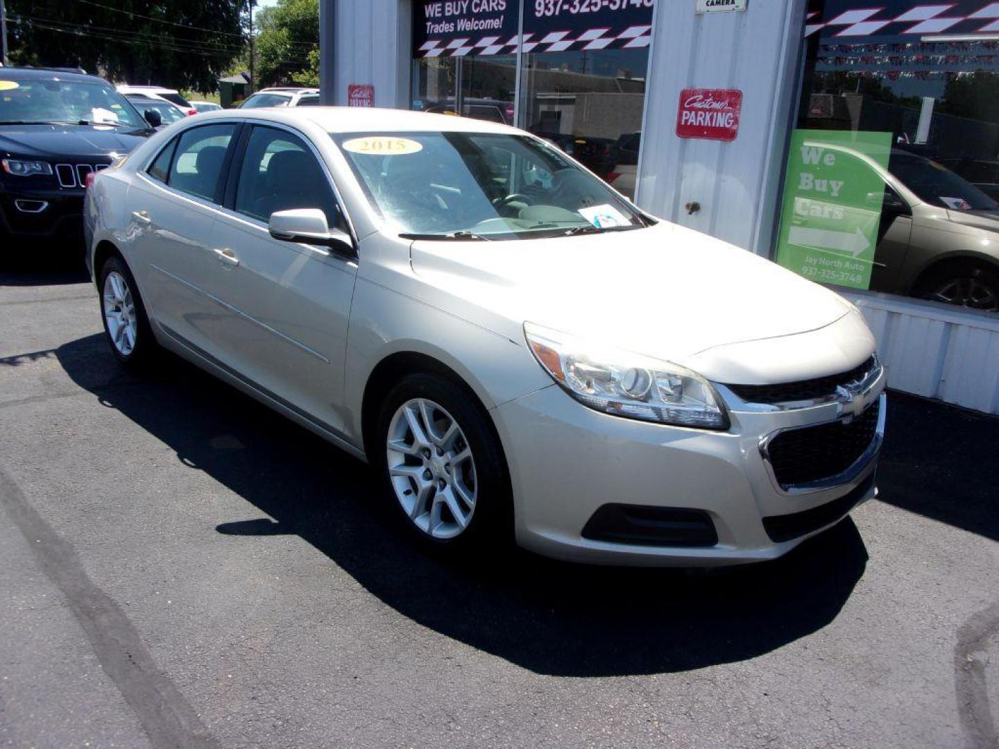 2015 GOLD CHEVROLET MALIBU 1LT (1G11C5SL0FF) with an 2.5L engine, Automatic transmission, located at 501 E. Columbia St., Springfield, OH, 45503, (800) 262-7122, 39.925262, -83.801796 - *** New Tires *** Serviced and Detailed *** Well Maintained w/ 19 service records on Clean CarFax *** Jay North Auto has offered hand picked vehicles since 1965! Our customer's enjoy a NO pressure buying experience with a small town feel. All of our vehicles get fully inspected and detailed. We - Photo#1