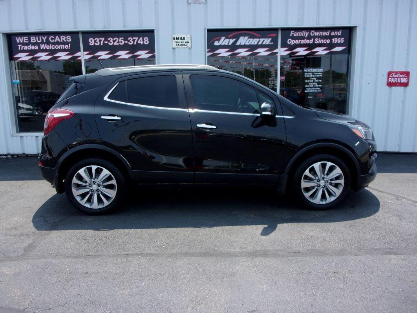 2019 BLACK BUICK ENCORE PREFERRED (KL4CJASB6KB) with an 1.4L engine, Automatic transmission, located at 501 E. Columbia St., Springfield, OH, 45503, (800) 262-7122, 39.925262, -83.801796 - ***1-Owner***Clean Carfax***Preferred***New Tires***New Front and Rear Pads and Rotors***Serviced and Detailed*** Jay North Auto has offered hand picked vehicles since 1965! Our customer's enjoy a NO pressure buying experience with a small town feel. All of our vehicles get fully inspected and d - Photo#0