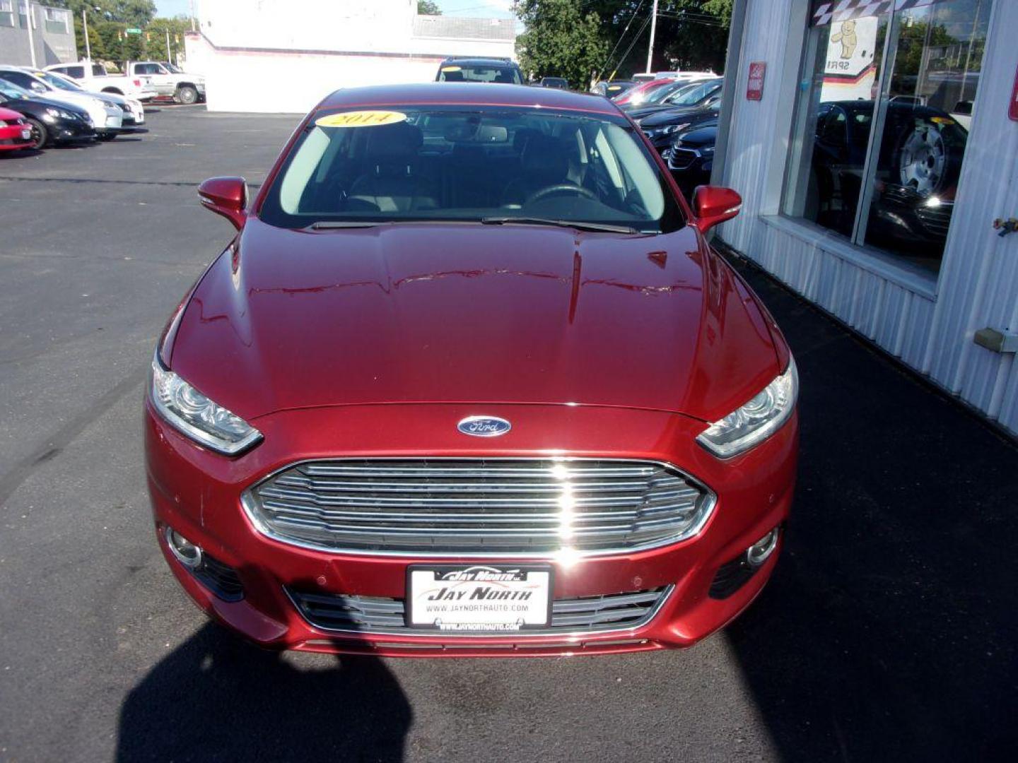 2014 RED FORD FUSION TITANIUM HYBRID (3FA6P0RU3ER) with an 2.0L engine, Continuously Variable transmission, located at 501 E. Columbia St., Springfield, OH, 45503, (800) 262-7122, 39.925262, -83.801796 - Photo#3