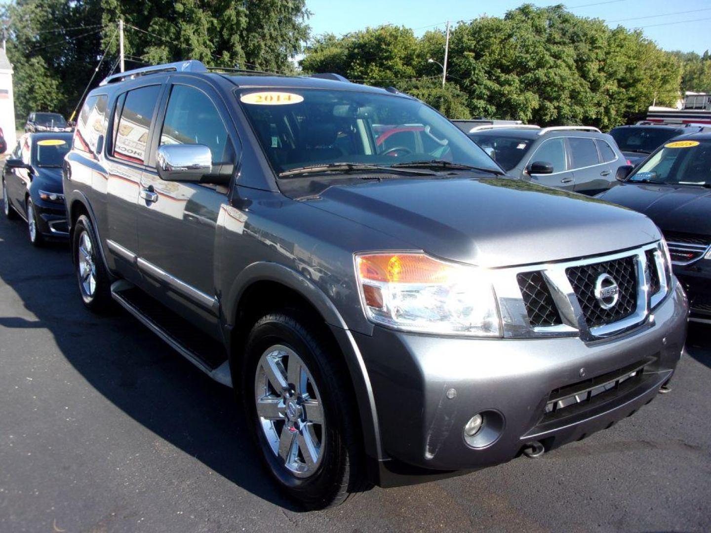 2014 GRAY NISSAN ARMADA PLATINUM (5N1AA0NC4EN) with an 5.6L engine, Automatic transmission, located at 501 E. Columbia St., Springfield, OH, 45503, (800) 262-7122, 39.925262, -83.801796 - Photo#1