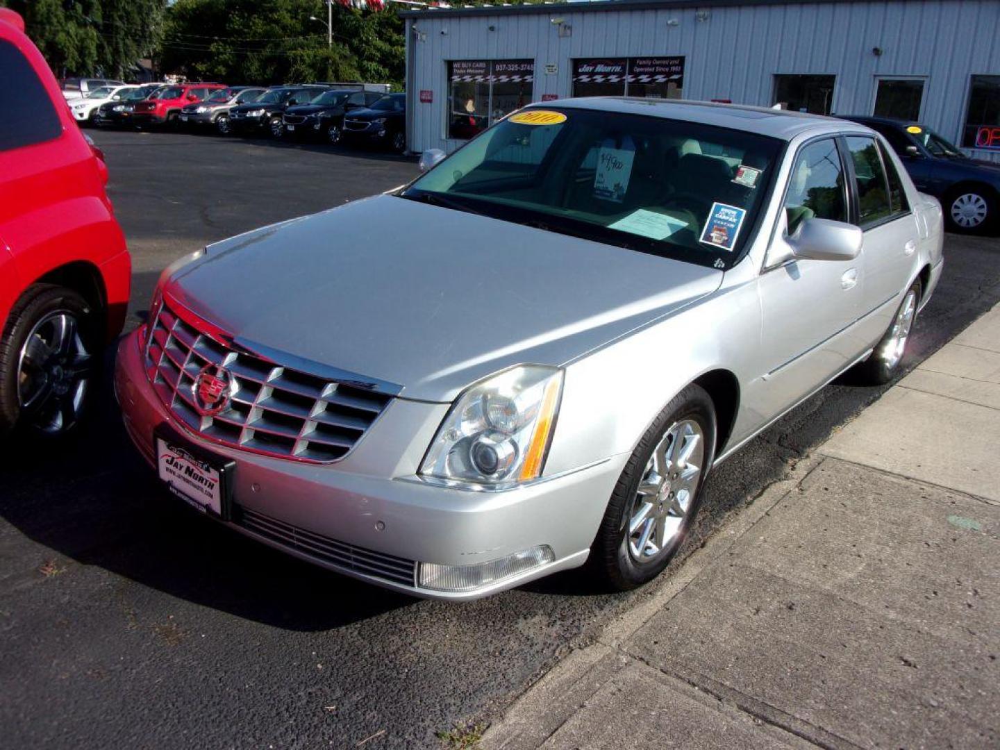 2010 SILVER CADILLAC DTS LUXURY COLLECTION (1G6KD5EYXAU) with an 4.6L engine, Automatic transmission, located at 501 E. Columbia St., Springfield, OH, 45503, (800) 262-7122, 39.925262, -83.801796 - *** Serviced and Detailed *** Luxury Collection *** V8 *** Moonroof *** Leather ***Remote Start*** Clean CarFax *** NICE *** Jay North Auto has offered hand picked vehicles since 1965! Our customer's enjoy a NO pressure buying experience with a small town feel. All of our vehicles get fully insp - Photo#1