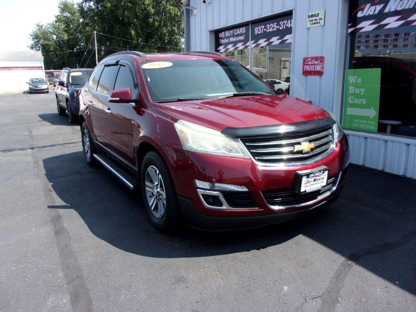 2015 RED CHEVROLET TRAVERSE LT (1GNKVGKDXFJ) with an 3.6L engine, Automatic transmission, located at 501 E. Columbia St., Springfield, OH, 45503, (800) 262-7122, 39.925262, -83.801796 - Photo#2