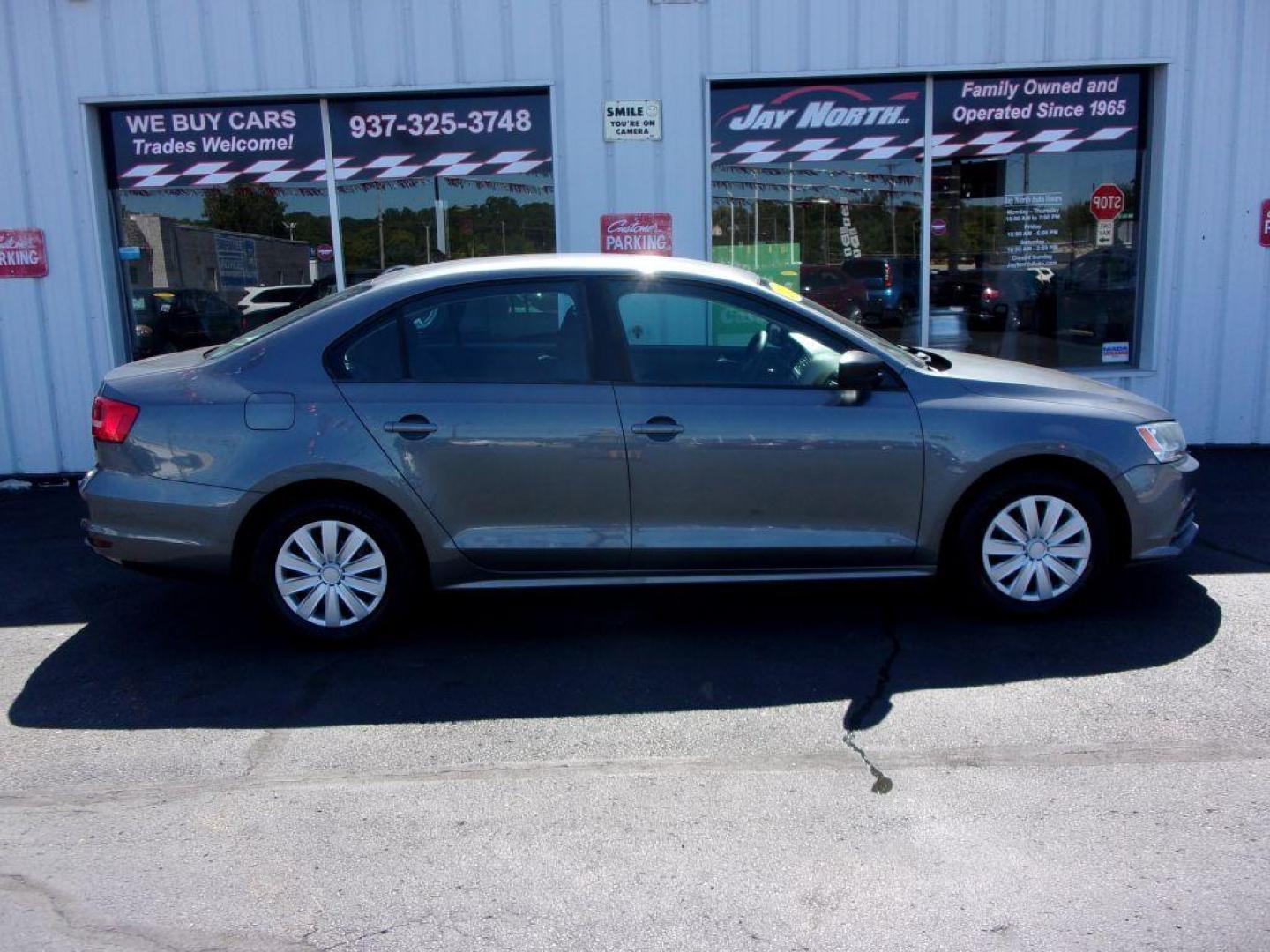 2015 GRAY VOLKSWAGEN JETTA S (3VW2K7AJ3FM) with an 2L engine, Automatic transmission, located at 501 E. Columbia St., Springfield, OH, 45503, (800) 262-7122, 39.925262, -83.801796 - *** New Tires *** LOW MILES *** Serviced and Detailed *** Automatic *** FWD *** Jay North Auto has offered hand picked vehicles since 1965! Our customer's enjoy a NO pressure buying experience with a small town feel. All of our vehicles get fully inspected and detailed. We are a preferred deale - Photo#0