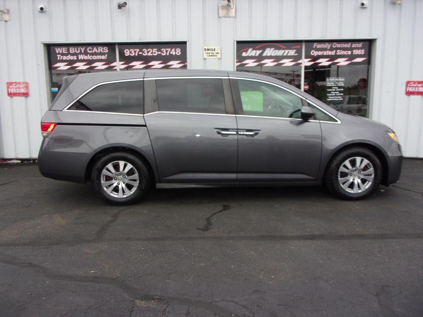 2016 GRAY HONDA ODYSSEY EX (5FNRL5H42GB) with an 3.5L engine, Automatic transmission, located at 501 E. Columbia St., Springfield, OH, 45503, (800) 262-7122, 39.925262, -83.801796 - ***Timing Belt Replaced at 71K Miles***New Tires***EX***Power Sliding Doors***Serviced and Detailed*** Jay North Auto has offered hand picked vehicles since 1965! Our customer's enjoy a NO pressure buying experience with a small town feel. All of our vehicles get fully inspected and detailed. We - Photo#0