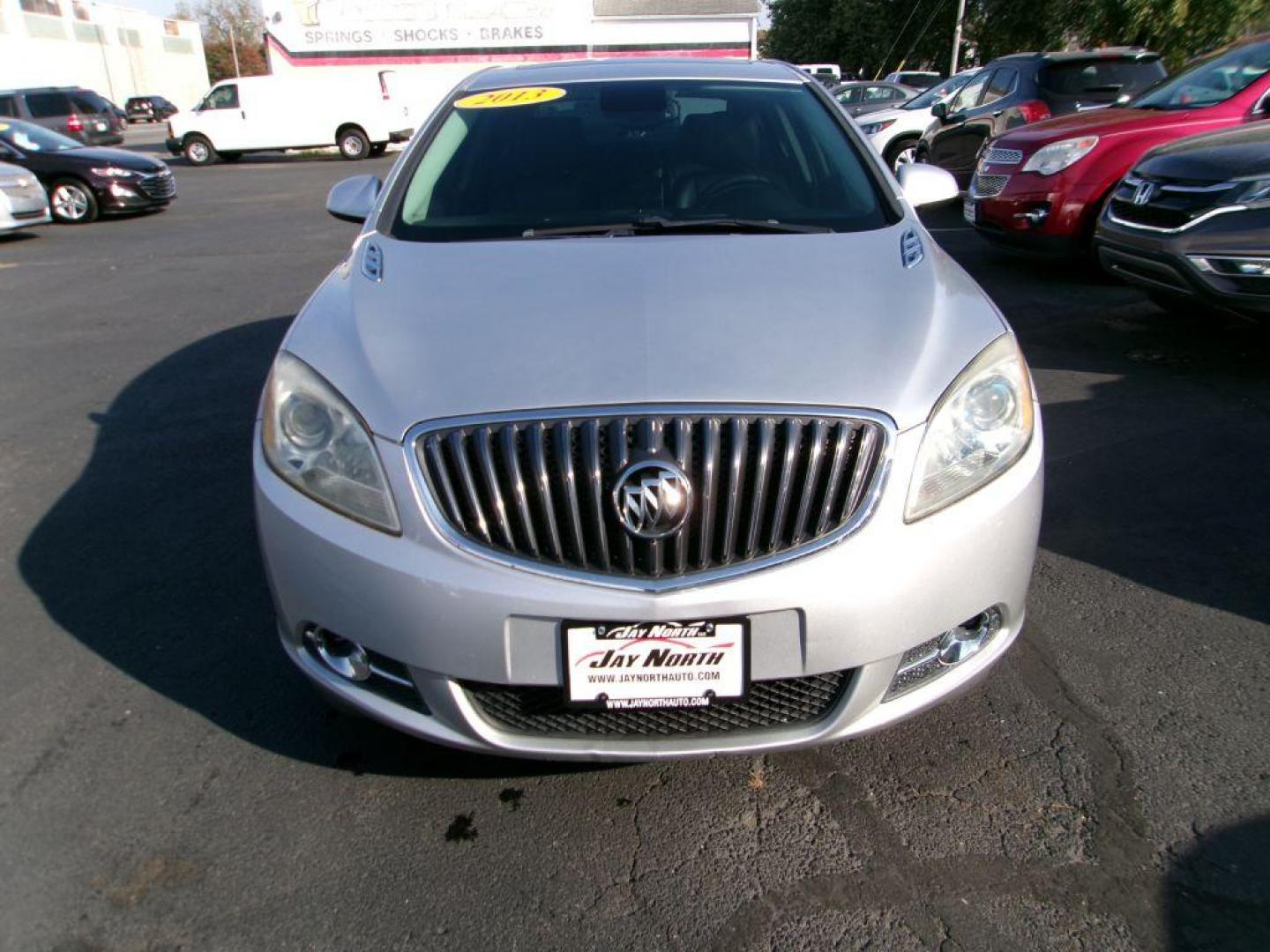 2013 SILVER BUICK VERANO LEATHER (1G4PS5SK0D4) with an 2.4L engine, Automatic transmission, located at 501 E. Columbia St., Springfield, OH, 45503, (800) 262-7122, 39.925262, -83.801796 - *** 25 Service Records on Clean CarFax ** Remote Start *** Leather *** Moonroof *** Jay North Auto has offered hand picked vehicles since 1965! Our customer's enjoy a NO pressure buying experience with a small town feel. All of our vehicles get fully inspected and detailed. We are a preferred d - Photo#1