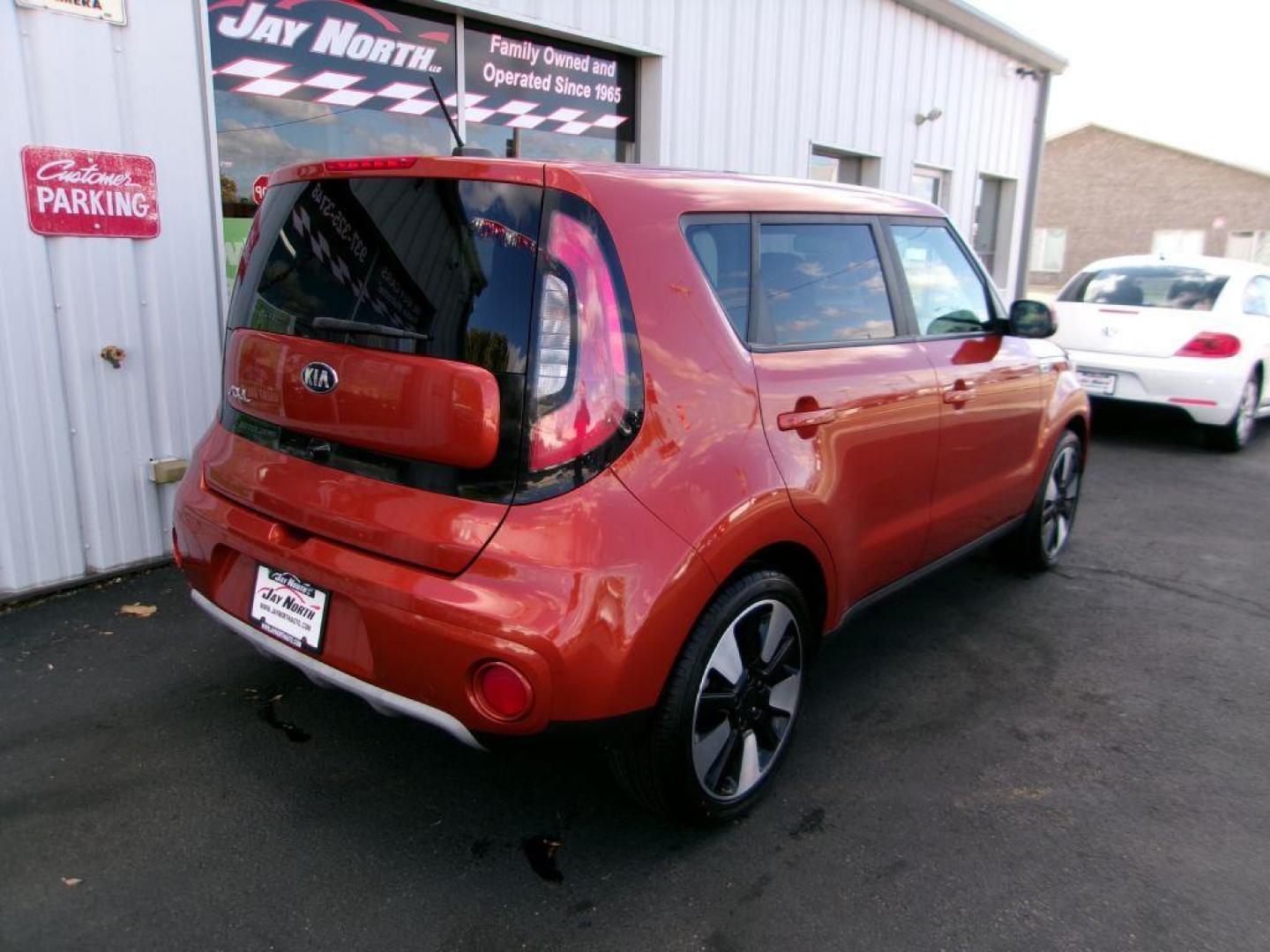 2019 ORANGE KIA SOUL + (KNDJP3A53K7) with an 2.0L engine, Automatic transmission, located at 501 E. Columbia St., Springfield, OH, 45503, (800) 262-7122, 39.925262, -83.801796 - ***Clean Carfax***Plus***New Tires***Back-up Camera***Serviced and Detailed*** Jay North Auto has offered hand picked vehicles since 1965! Our customer's enjoy a NO pressure buying experience with a small town feel. All of our vehicles get fully inspected and detailed. We are a preferred deale - Photo#3