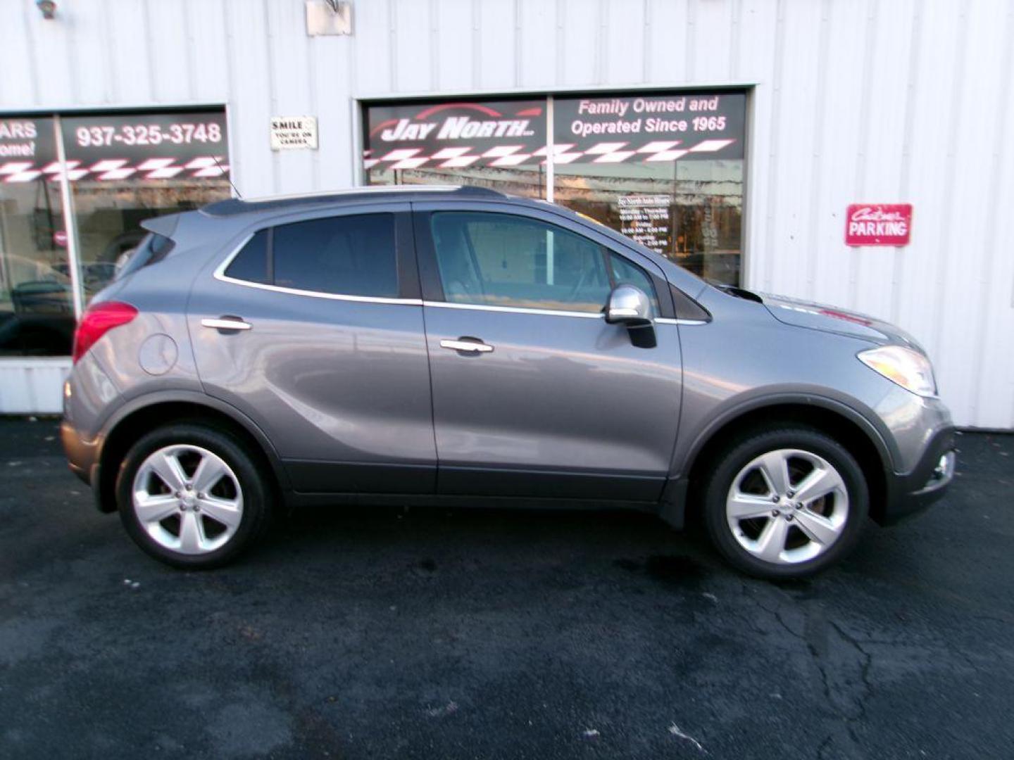 2015 GRAY BUICK ENCORE PREMIUM (KL4CJHSB2FB) with an 1.4L engine, Automatic transmission, located at 501 E. Columbia St., Springfield, OH, 45503, (800) 262-7122, 39.925262, -83.801796 - Photo#0