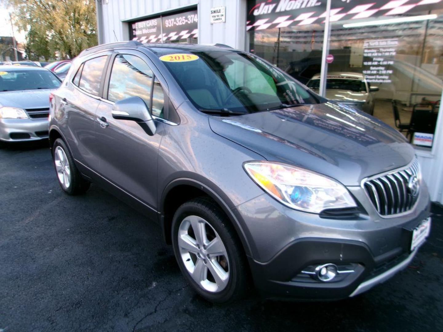 2015 GRAY BUICK ENCORE PREMIUM (KL4CJHSB2FB) with an 1.4L engine, Automatic transmission, located at 501 E. Columbia St., Springfield, OH, 45503, (800) 262-7122, 39.925262, -83.801796 - Photo#1