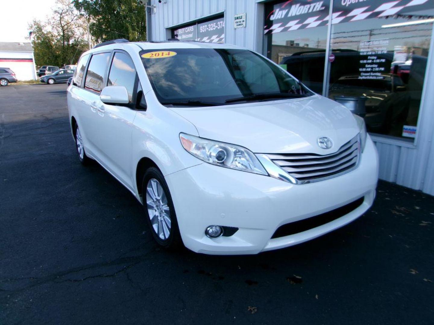 2014 WHITE TOYOTA SIENNA LIMITED (5TDDK3DC0ES) with an 3.5L engine, Automatic transmission, located at 501 E. Columbia St., Springfield, OH, 45503, (800) 262-7122, 39.925262, -83.801796 - ***Limited***LOADED***Heated Leather Seating***Dual Moon Roof***Blind Spot***AWD***1-Owner***Serviced and Detailed*** Jay North Auto has offered hand picked vehicles since 1965! Our customer's enjoy a NO pressure buying experience with a small town feel. All of our vehicles get fully inspected a - Photo#2