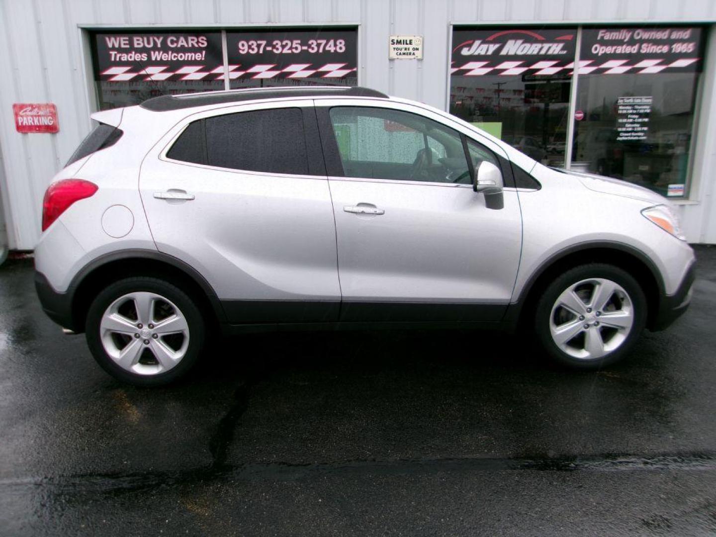 2016 SILVER BUICK ENCORE (KL4CJESB6GB) with an 1.4L engine, Automatic transmission, located at 501 E. Columbia St., Springfield, OH, 45503, (800) 262-7122, 39.925262, -83.801796 - ***Encore***1.4L Turbo***AWD***Back-up Camera***Serviced and Detailed*** Jay North Auto has offered hand picked vehicles since 1965! Our customer's enjoy a NO pressure buying experience with a small town feel. All of our vehicles get fully inspected and detailed. We are a preferred dealer for - Photo#0