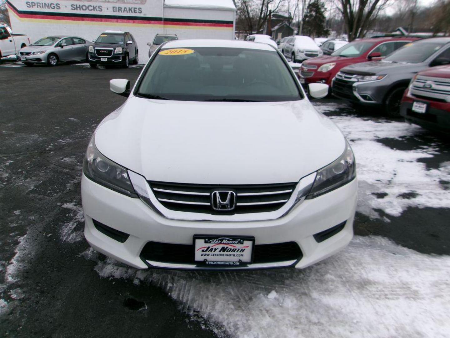 2015 WHITE HONDA ACCORD LX (1HGCR2F3XFA) with an 2.4L engine, Continuously Variable transmission, located at 501 E. Columbia St., Springfield, OH, 45503, (800) 262-7122, 39.925262, -83.801796 - *** Serviced and Detailed *** LX *** Back Up Camera *** NICE *** Jay North Auto has offered hand picked vehicles since 1965! Our customer's enjoy a NO pressure buying experience with a small town feel. All of our vehicles get fully inspected and detailed. We are a preferred dealer for many local - Photo#1