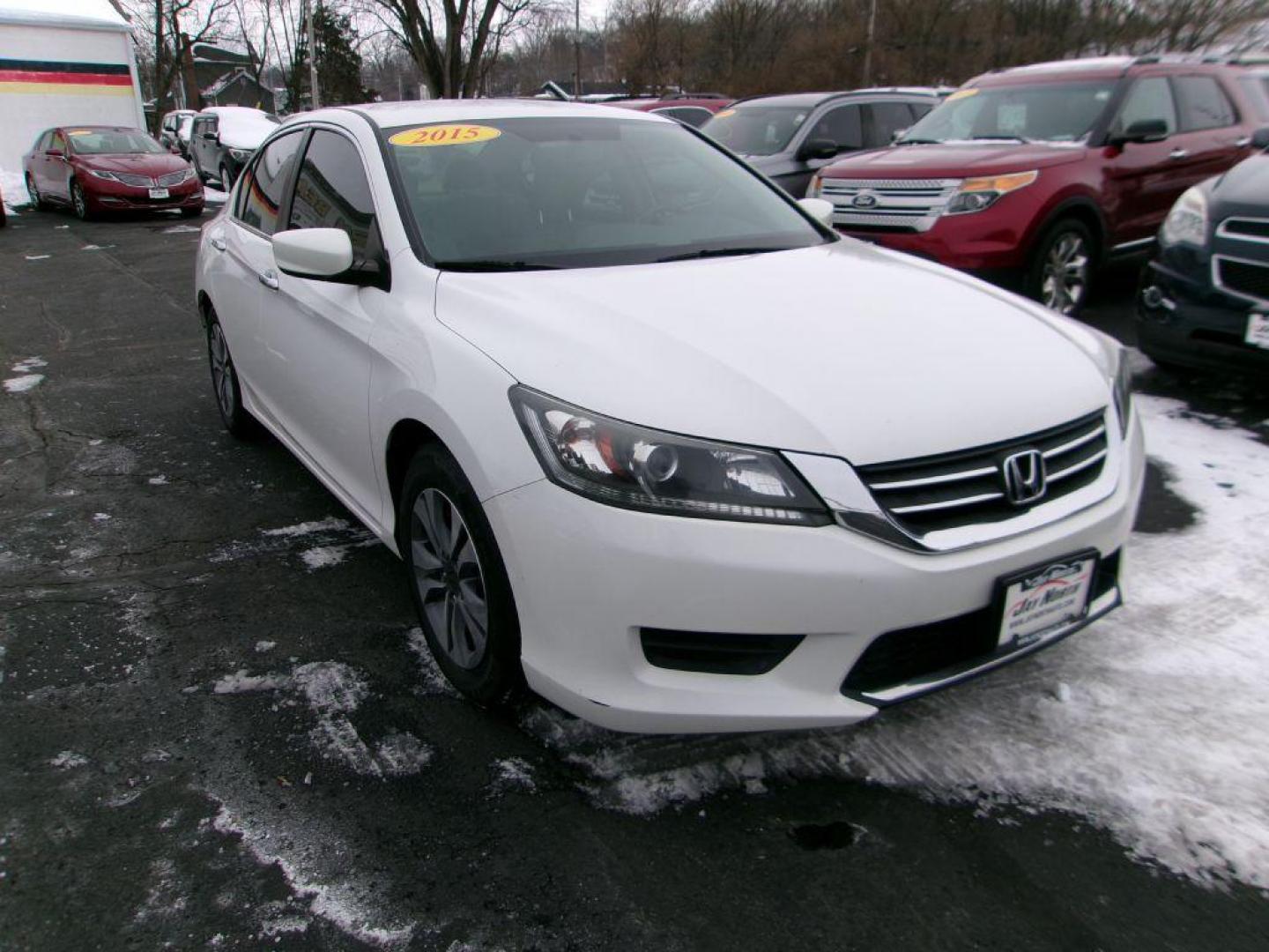 2015 WHITE HONDA ACCORD LX (1HGCR2F3XFA) with an 2.4L engine, Continuously Variable transmission, located at 501 E. Columbia St., Springfield, OH, 45503, (800) 262-7122, 39.925262, -83.801796 - *** Serviced and Detailed *** LX *** Back Up Camera *** NICE *** Jay North Auto has offered hand picked vehicles since 1965! Our customer's enjoy a NO pressure buying experience with a small town feel. All of our vehicles get fully inspected and detailed. We are a preferred dealer for many local - Photo#2