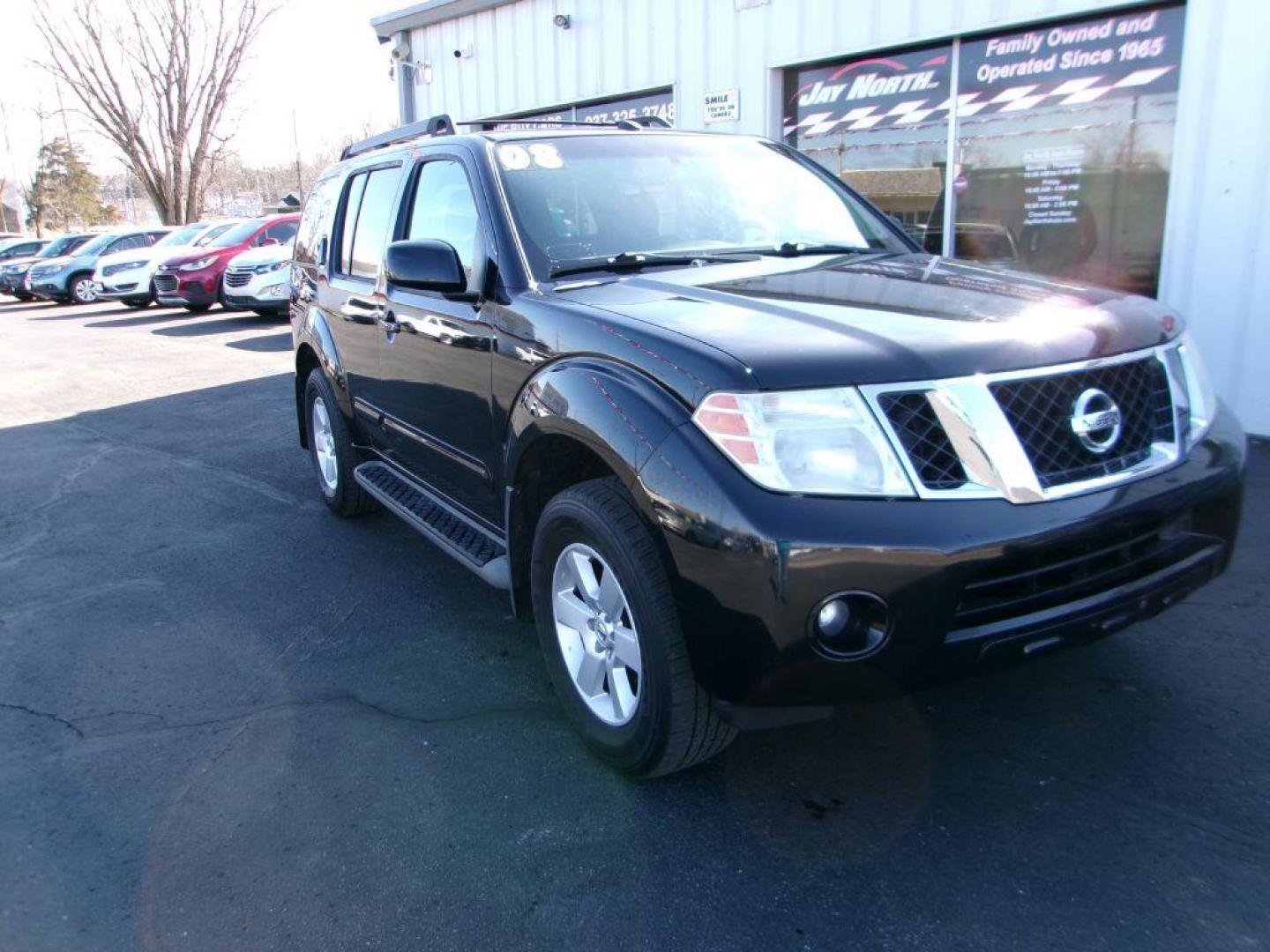 2008 BLACK NISSAN PATHFINDER SE (5N1AR18BX8C) with an 4.0L engine, Automatic transmission, located at 501 E. Columbia St., Springfield, OH, 45503, (800) 262-7122, 39.925262, -83.801796 - *** New Front Struts and End Links *** Serviced and Detailed *** 4.0L V6 4wd *** New Front and Rear Brakes *** New Lift Gate Shocks *** 26 Service Records on clean CarFax *** Jay North Auto has offered hand picked vehicles since 1965! Our customer's enjoy a NO pressure buying experience with a - Photo#2