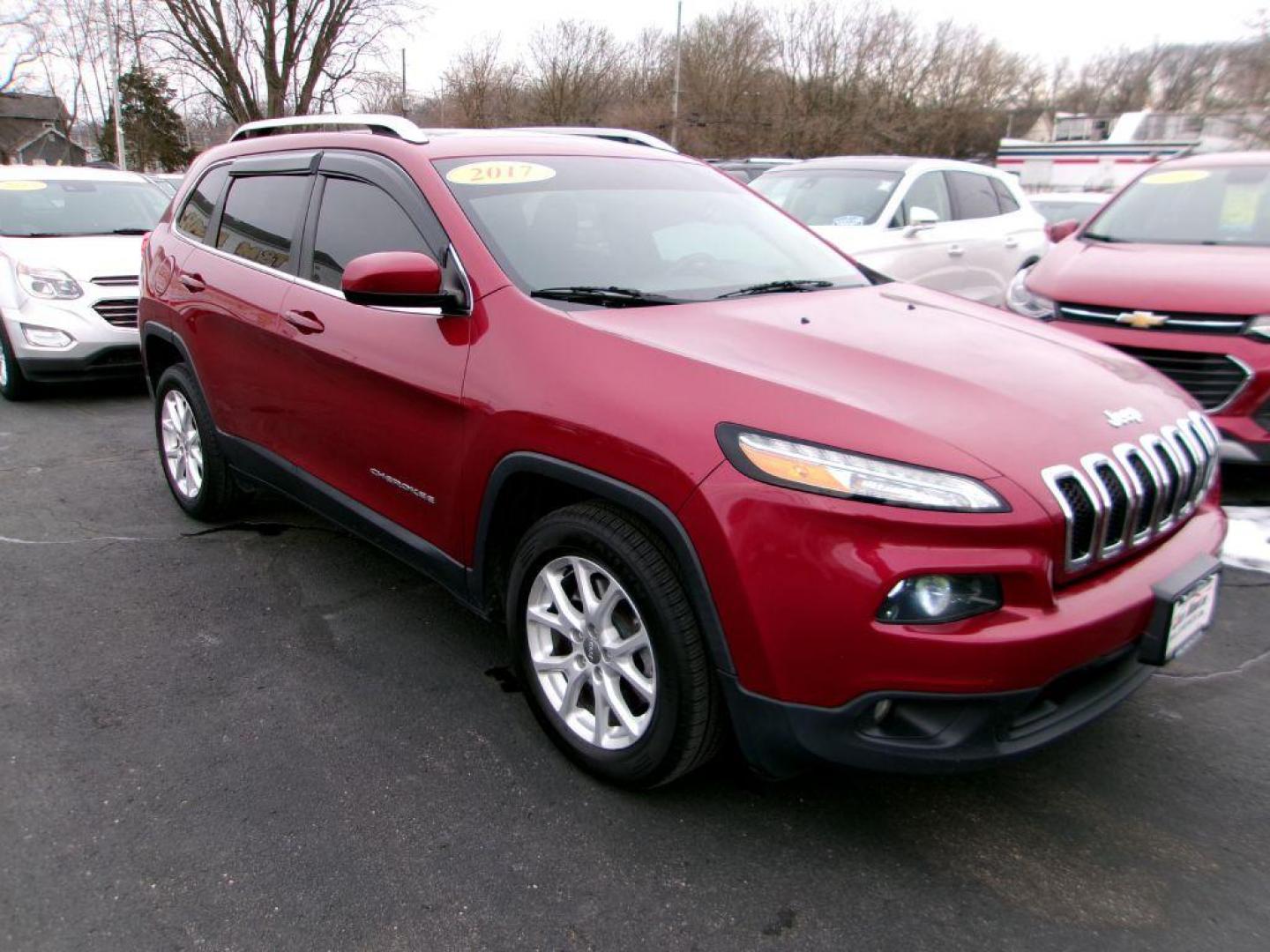 2017 RED JEEP CHEROKEE LATITUDE (1C4PJLCB8HD) with an 2.4L engine, Automatic transmission, located at 501 E. Columbia St., Springfield, OH, 45503, (800) 262-7122, 39.925262, -83.801796 - *** Serviced and Detailed *** Panoramic Moonroof *** FWD *** Comfort / Convenience Group Power 8-Way Driver Seat Power 4-Way Driver Lumbar Adjust Power Liftgate - Photo#1